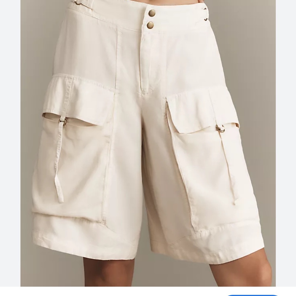 Anthropologie Cream Cargo Shorts